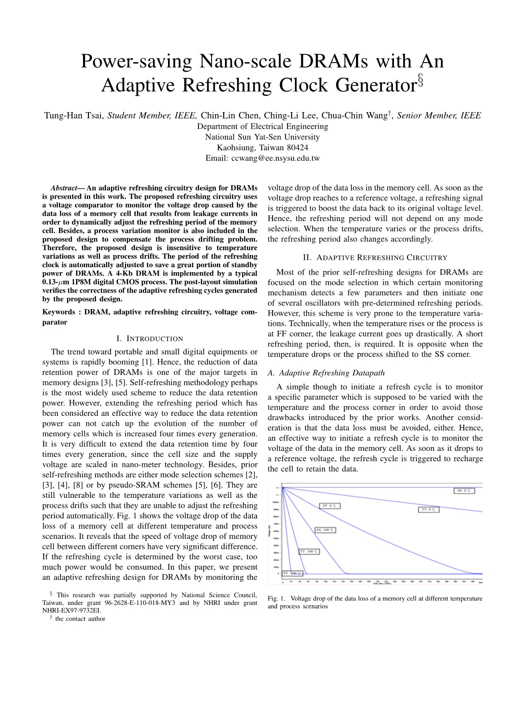 Power-Saving Nano-Scale Drams with an Adaptive Refreshing Clock Generator§