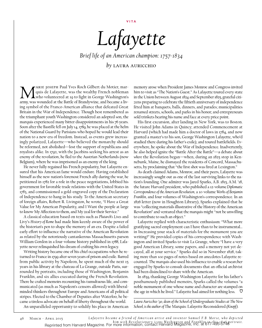 Lafayette Brief Life of an American Champion: 1757-1834 by Laura Auricchio