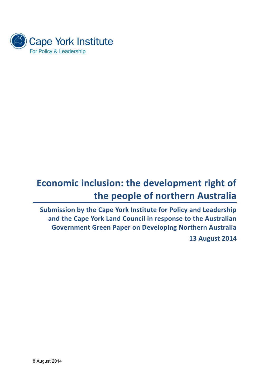 Economic Inclusion: the Development Right of the People of Northern Australia