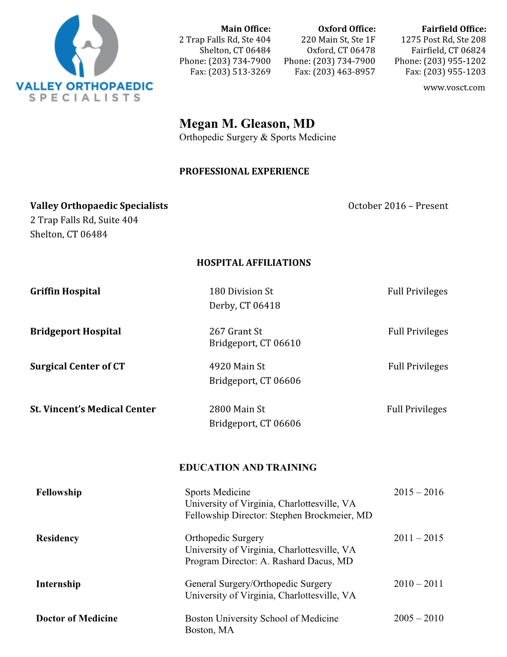 Megan M. Gleason, MD Orthopedic Surgery & Sports Medicine