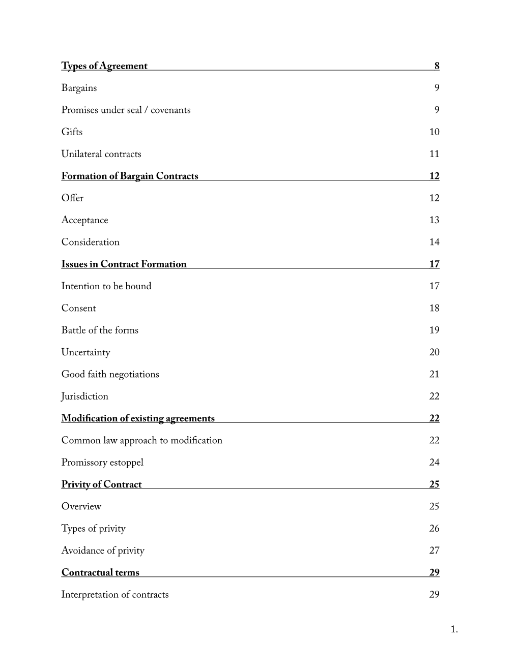 P Duddy Contracts Outline