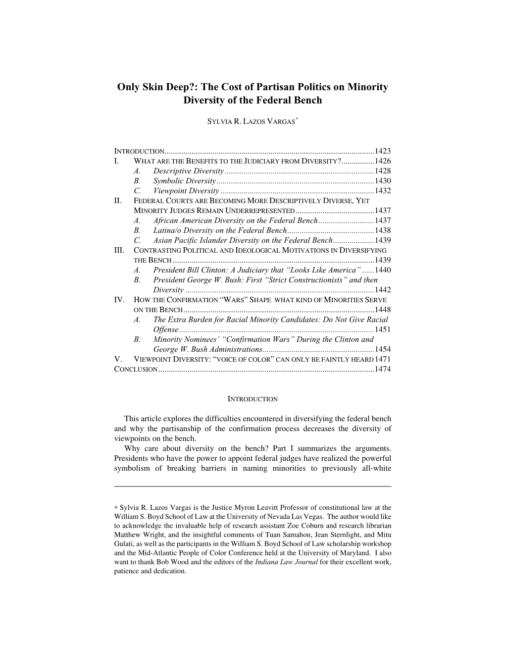 The Cost of Partisan Politics on Minority Diversity of the Federal Bench