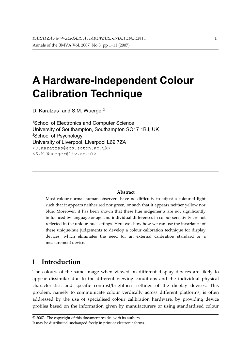 Karatzas & Wuerger: a Hardware-Independent 9