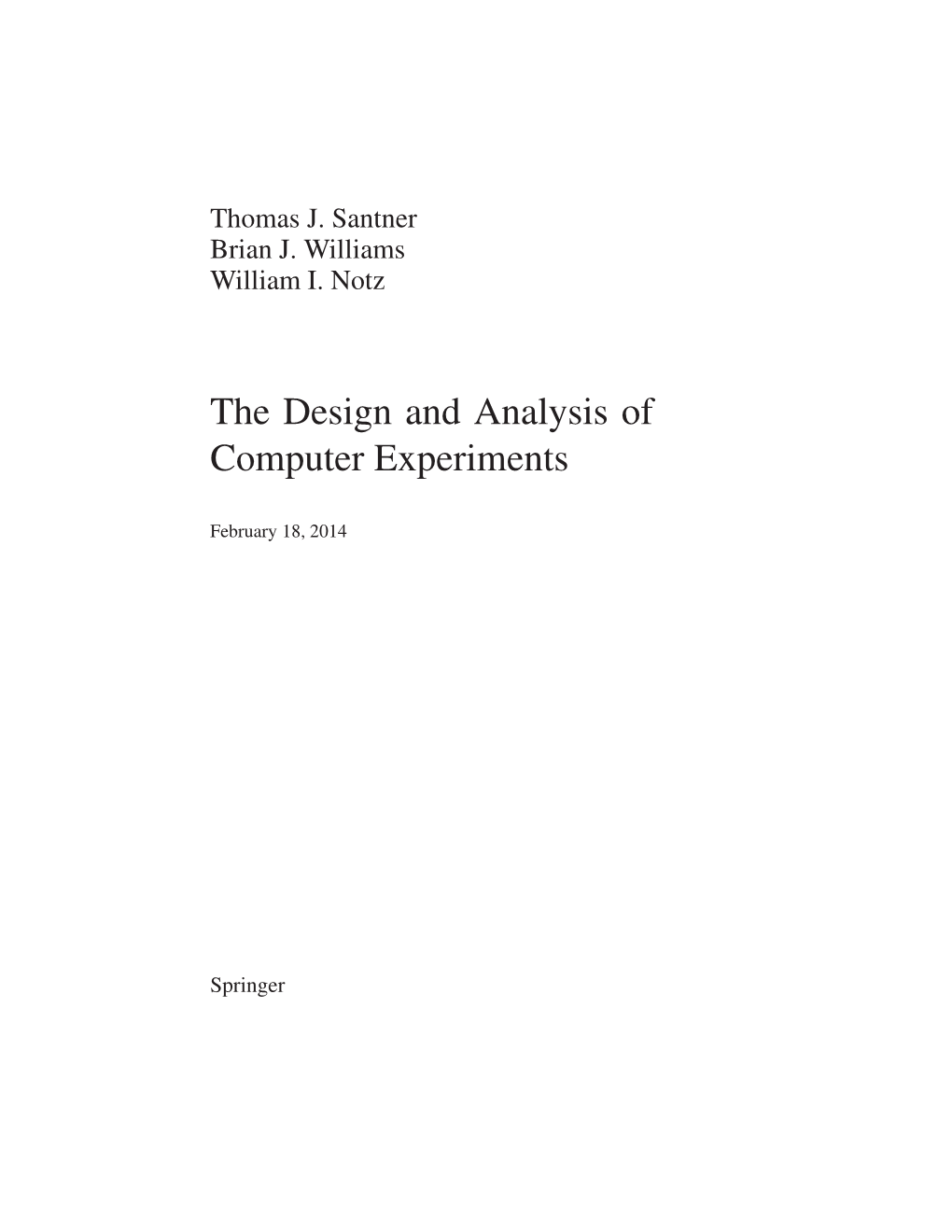 The Design and Analysis of Computer Experiments