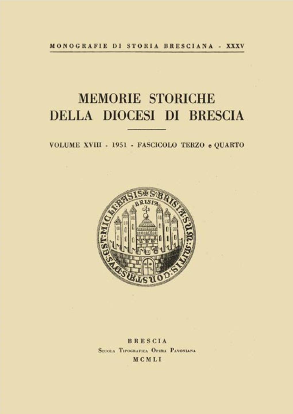 Memorie Storiche Della Diocesi Di Brescia