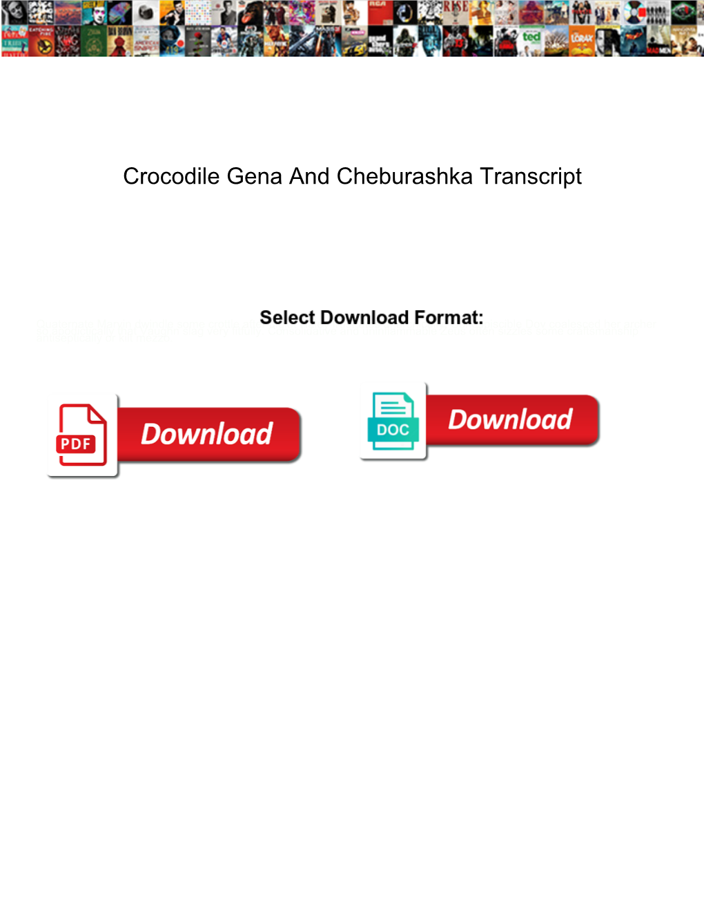 Crocodile Gena and Cheburashka Transcript