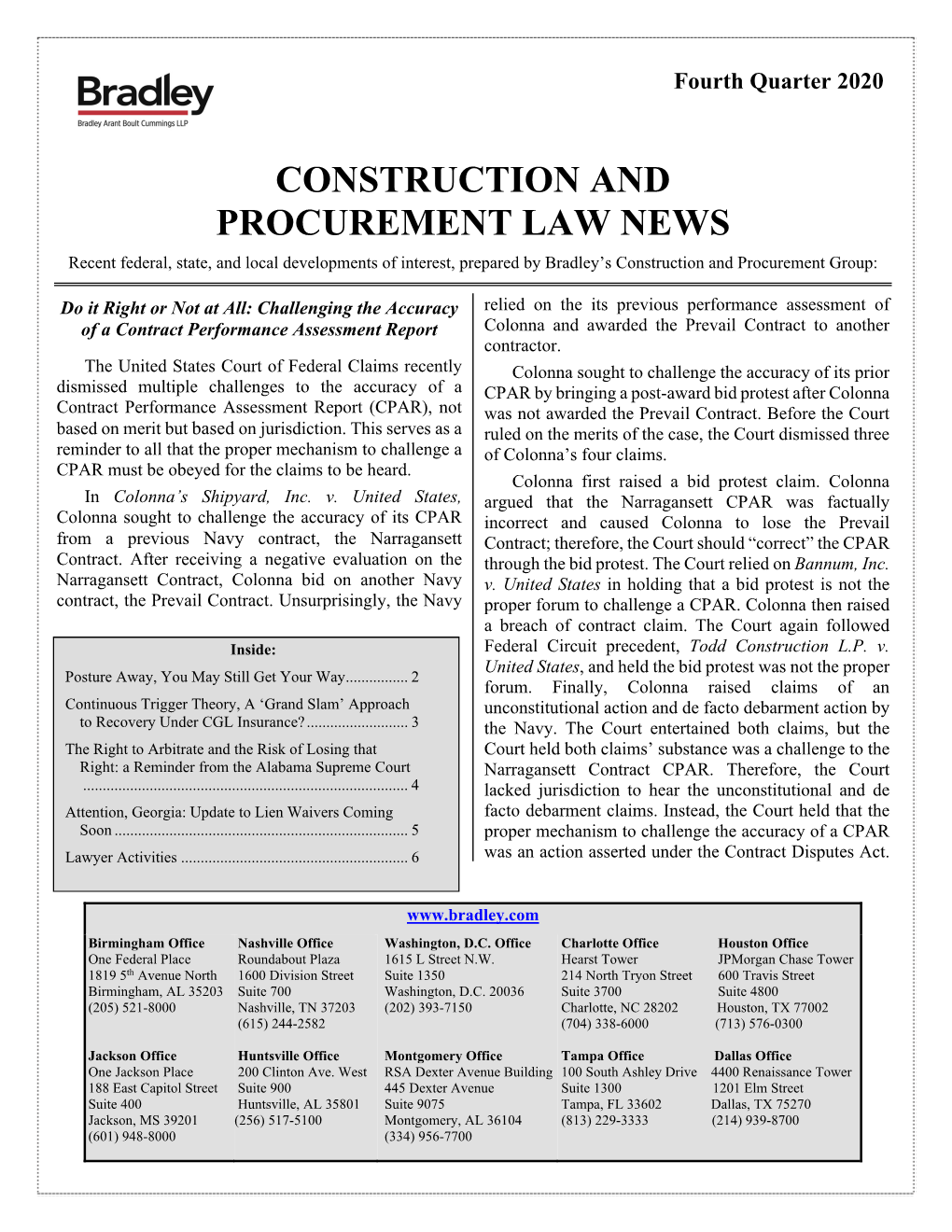 Construction and Procurement Law News