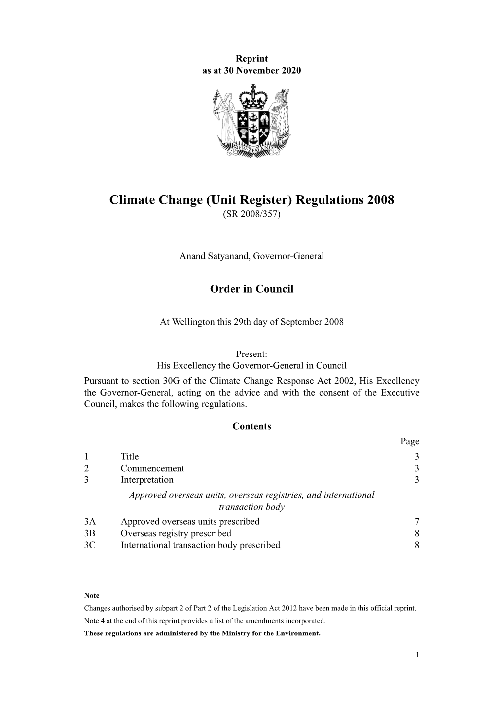 Climate Change (Unit Register) Regulations 2008 (SR 2008/357)