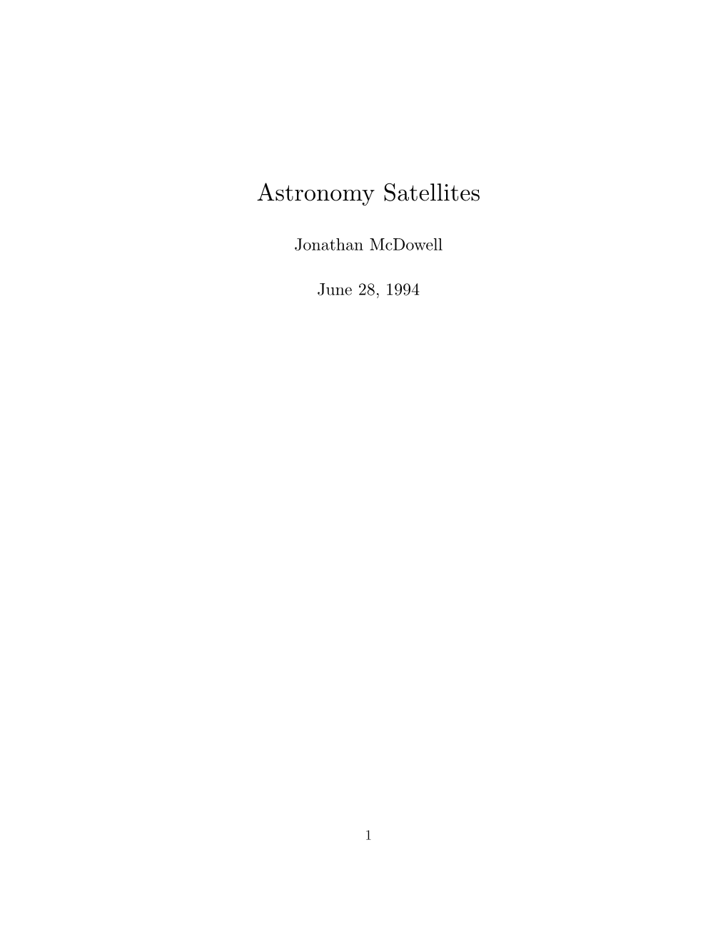 Astronomy Satellites