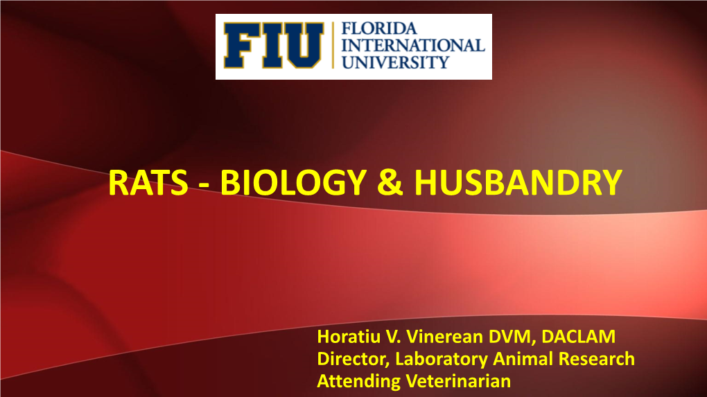 Rats - Biology & Husbandry