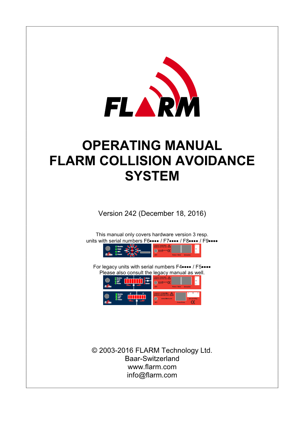 Operating Manual Flarm Collision Avoidance System