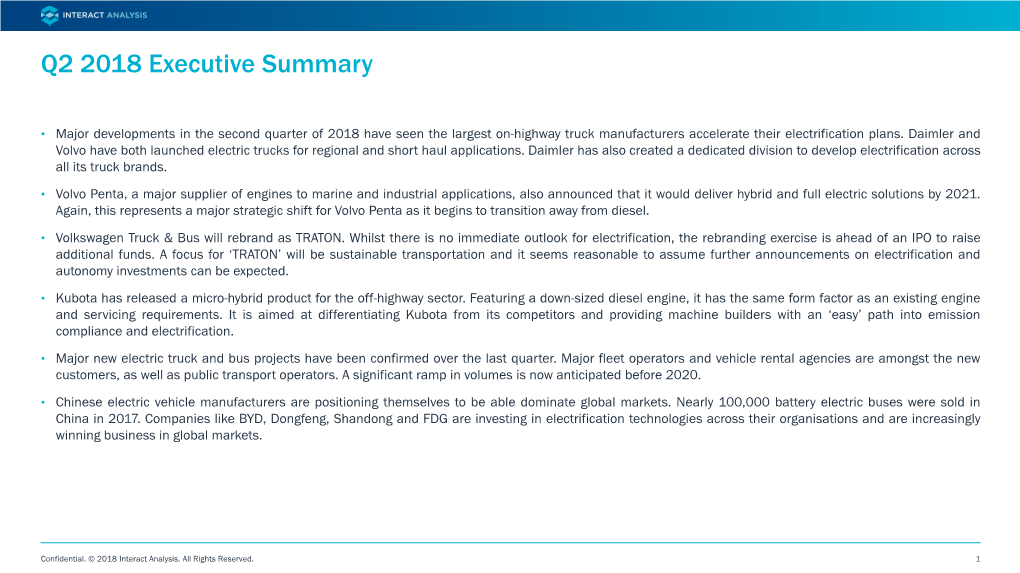 Q2 2018 Executive Summary