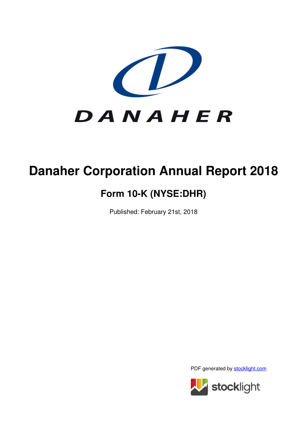 Danaher Corporation Annual Report 2018