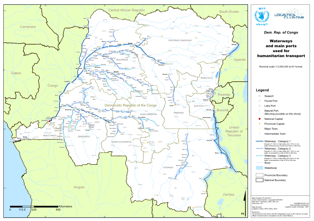 Democratic Republic of the Congo Waterways and Main Ports Used For