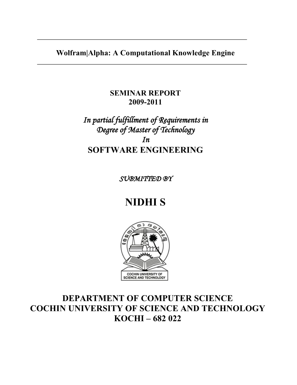 Wolfram|Alpha: a Computational Knowledge Engine SEMINAR