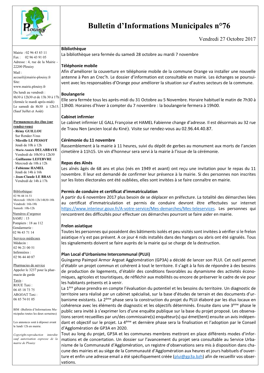 Bulletin D'informations Municipales N°76