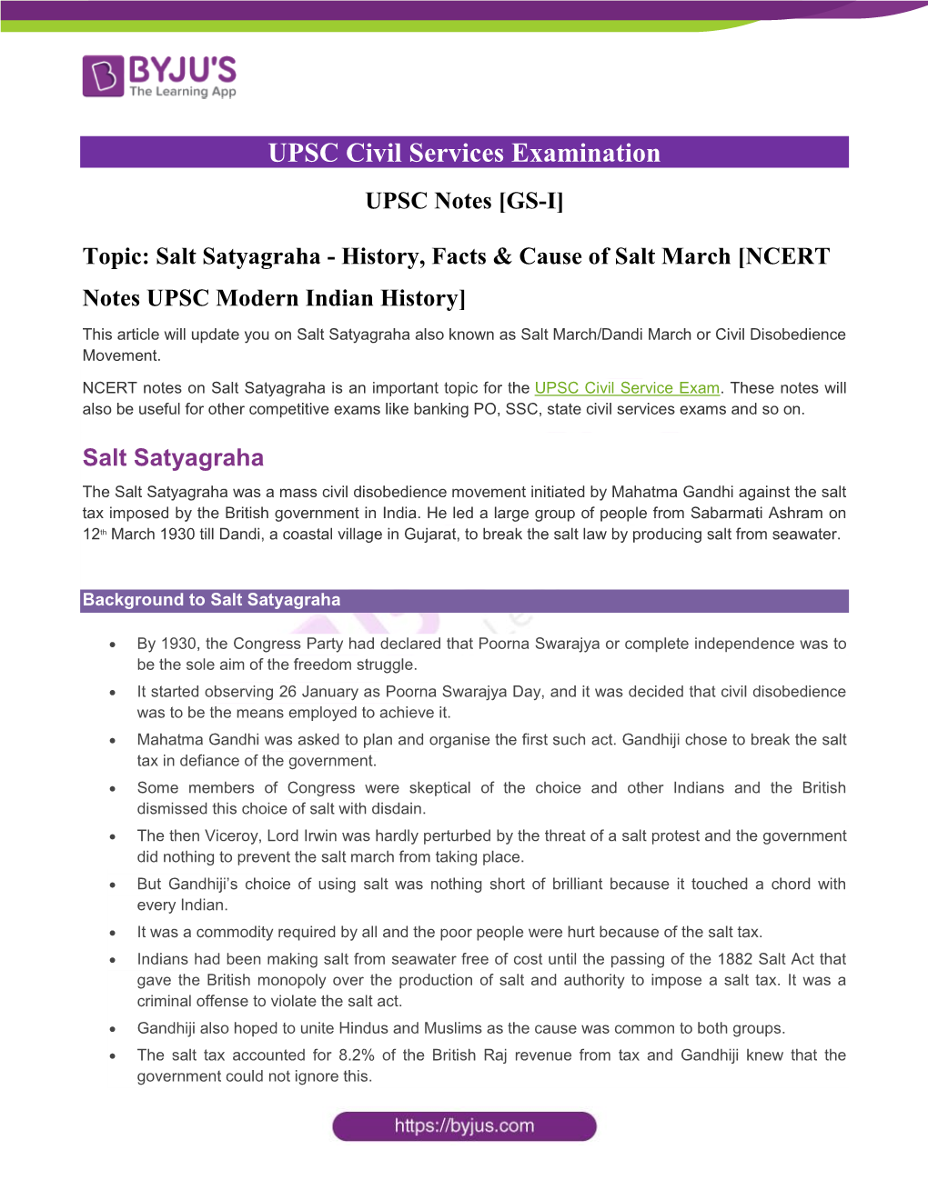 Topic: Salt Satyagraha - History, Facts & Cause of Salt March [NCERT Notes UPSC Modern Indian History]