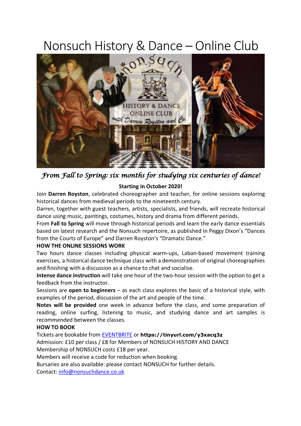 Nonsuch History & Dance – Online Club