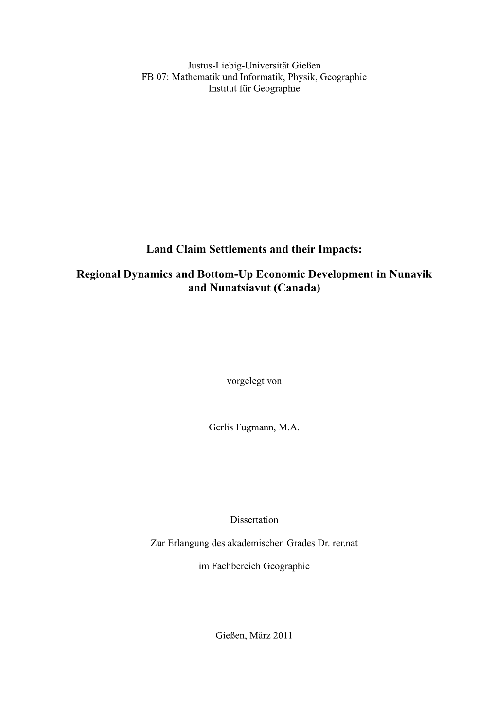 Regional Dynamics and Bottom-Up Economic Development in Nunavik and Nunatsiavut (Canada)
