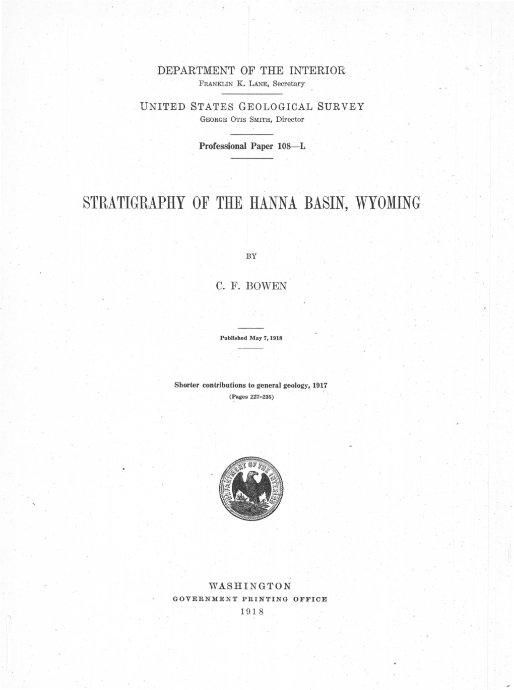 Stratigraphy of The. Hanna Basin, Wyoming