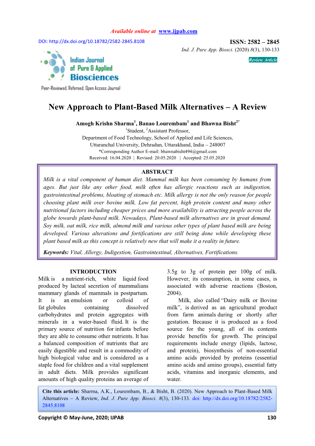 New Approach to Plant-Based Milk Alternatives – a Review