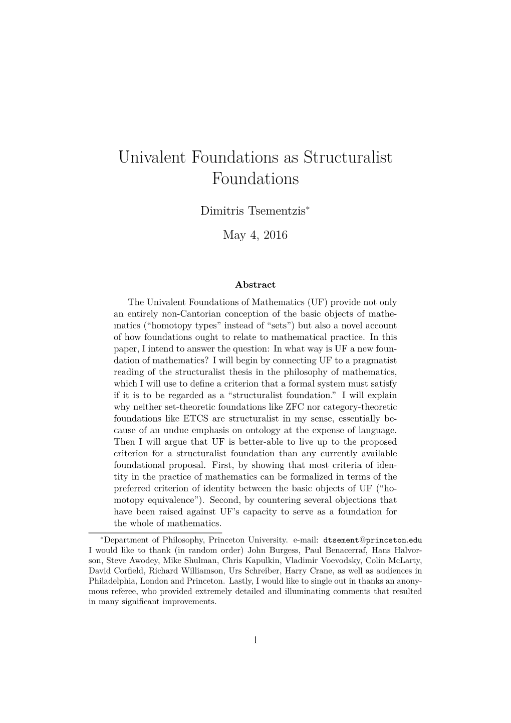 Univalent Foundations As Structuralist Foundations