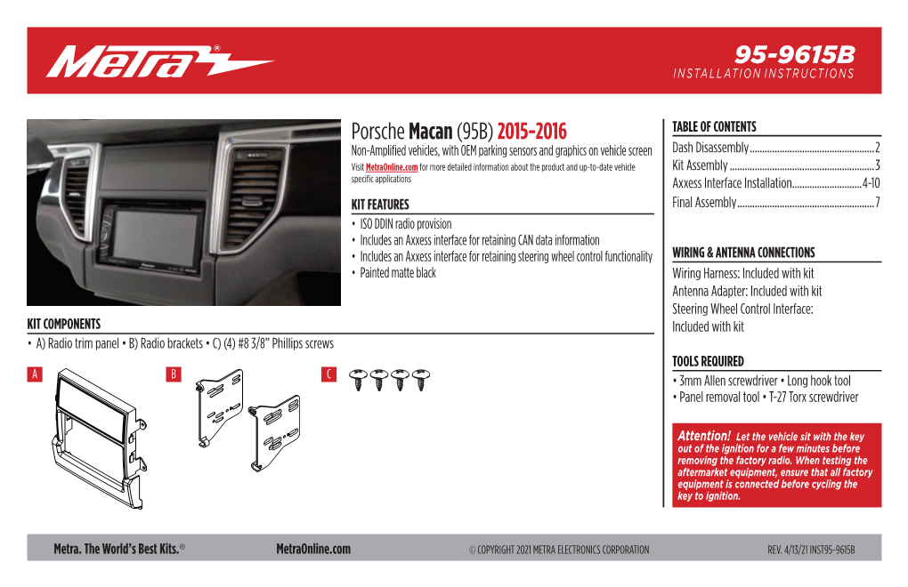 95-9615B Installation Instructions