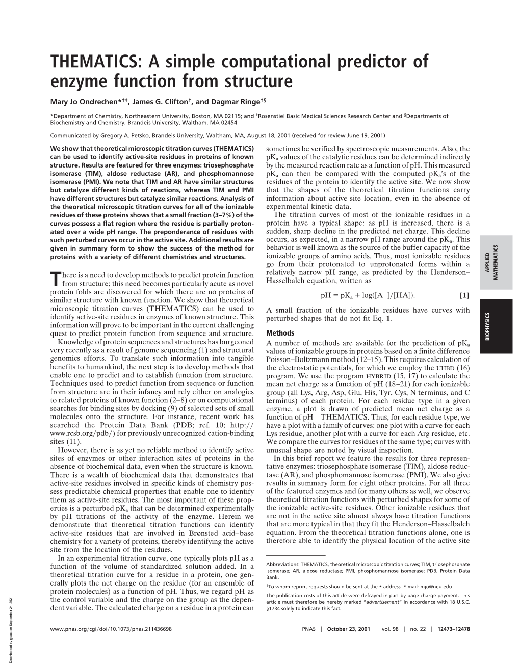 A Simple Computational Predictor of Enzyme Function from Structure