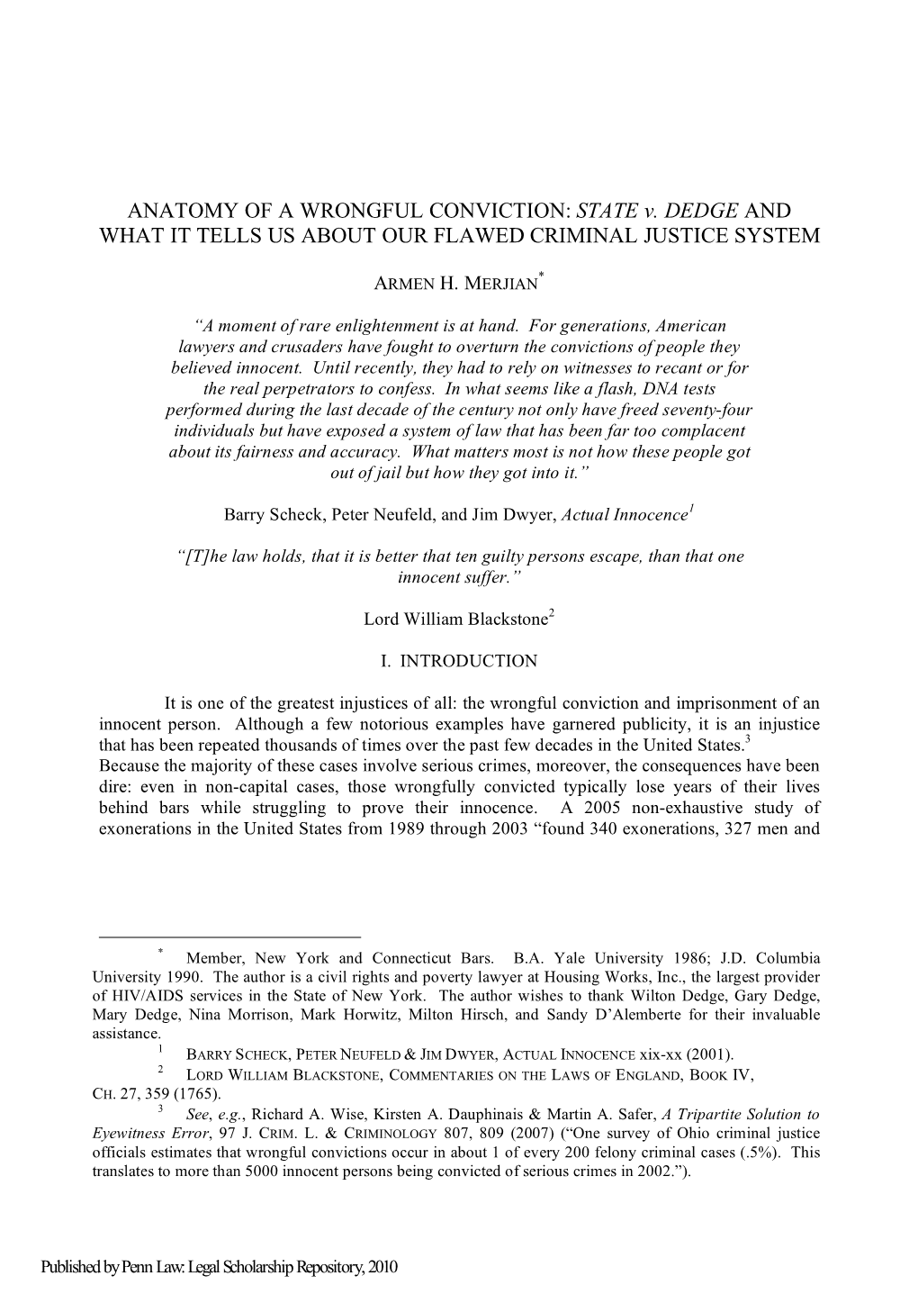 ANATOMY of a WRONGFUL CONVICTION: STATE V. DEDGE and WHAT IT TELLS US ABOUT OUR FLAWED CRIMINAL JUSTICE SYSTEM