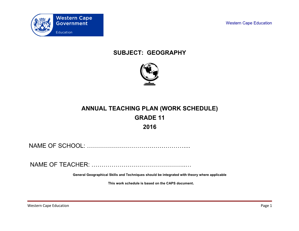 Annual Teaching Plan (Work Schedule)