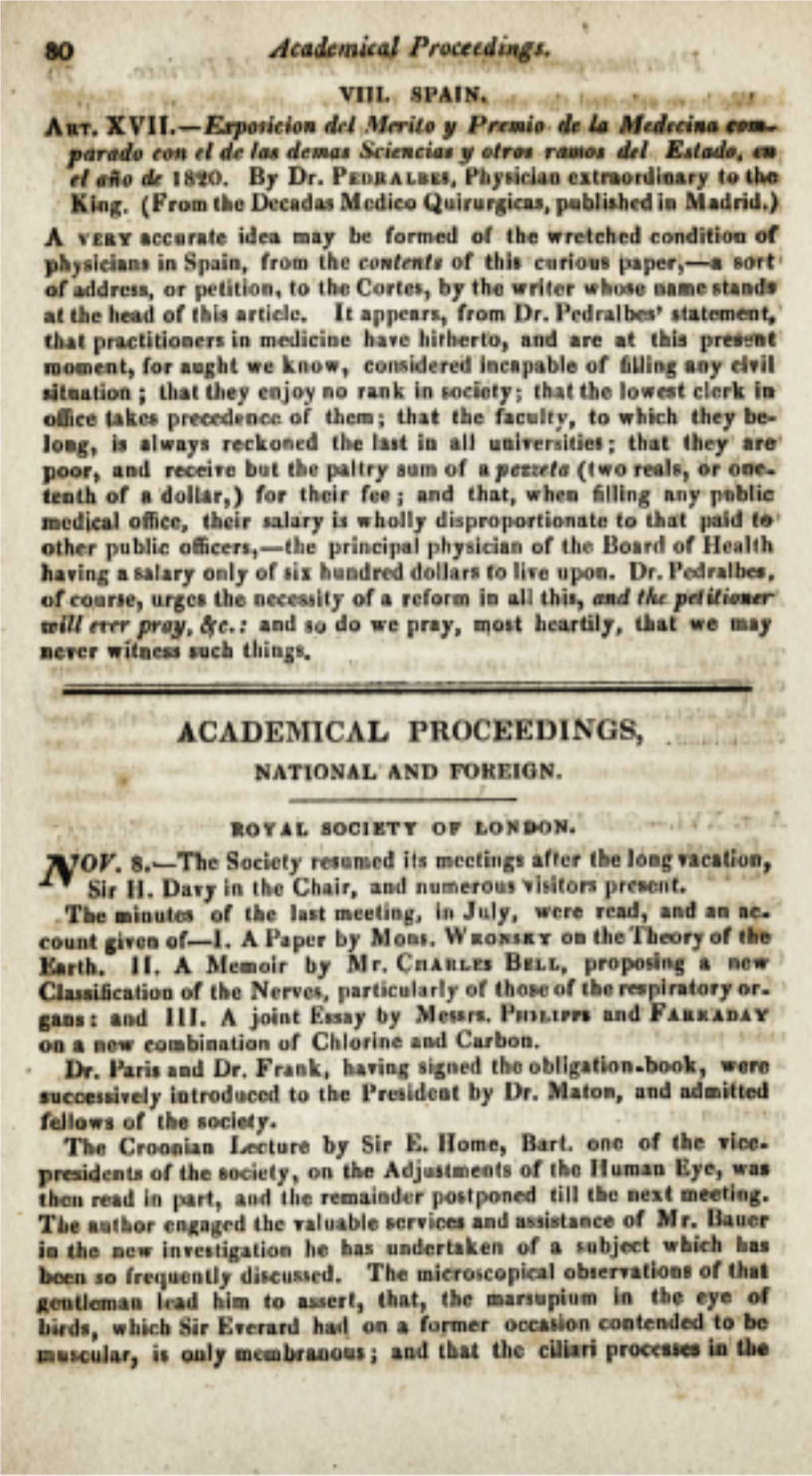 Academical Proceedings, National and Foreign