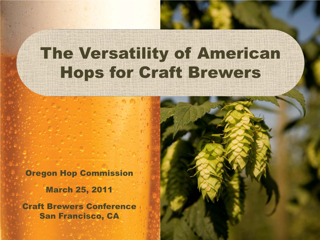 US Substitutes for Commonly Used European Hop Varieties