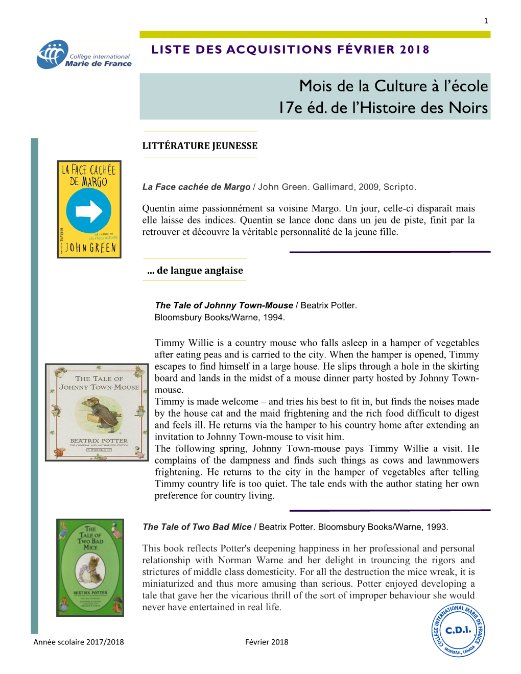 Mois De La Culture À L'école 17E Éd. De L'histoire Des Noirs