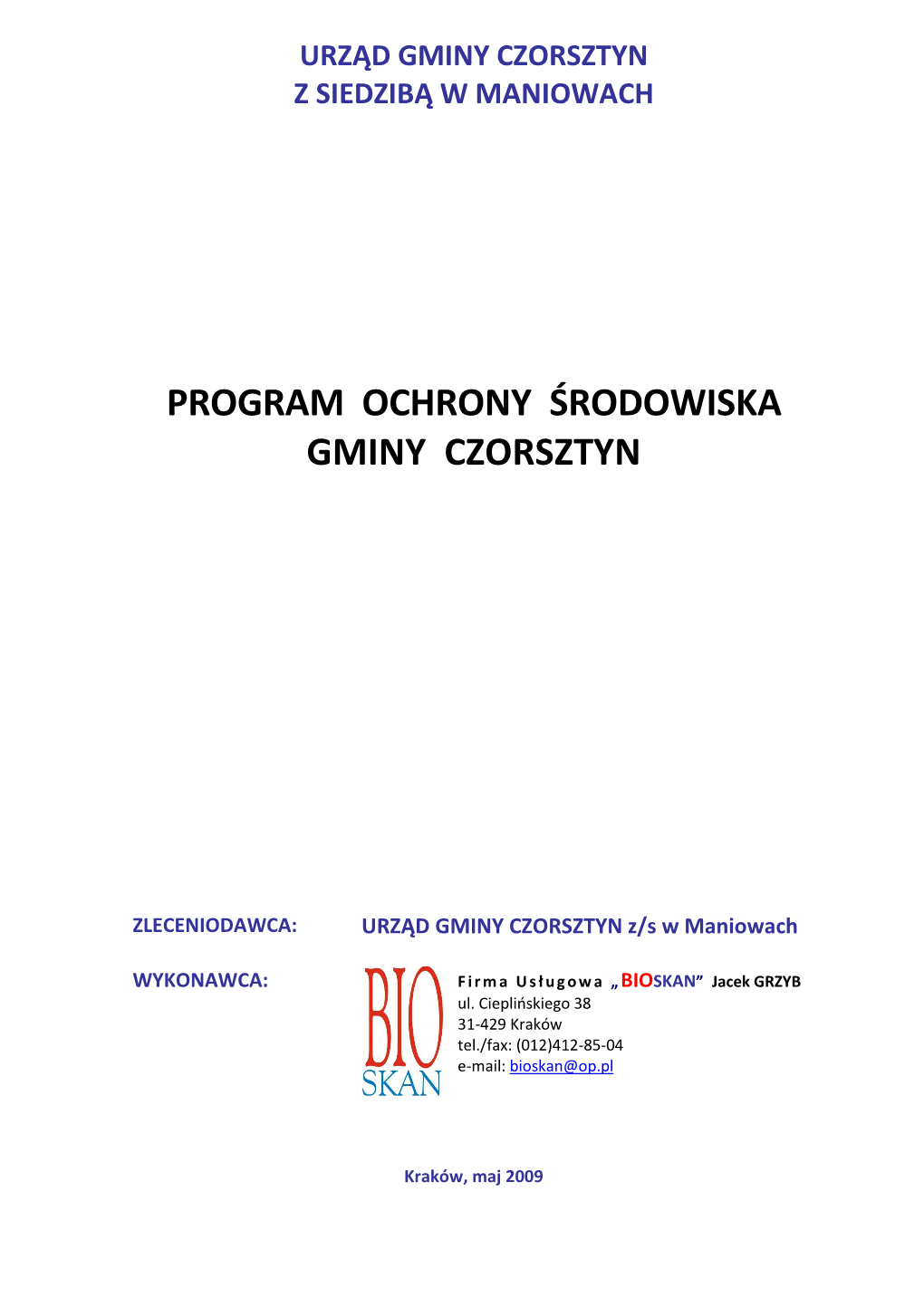 Program Ochrony Środowiska Gminy Czorsztyn