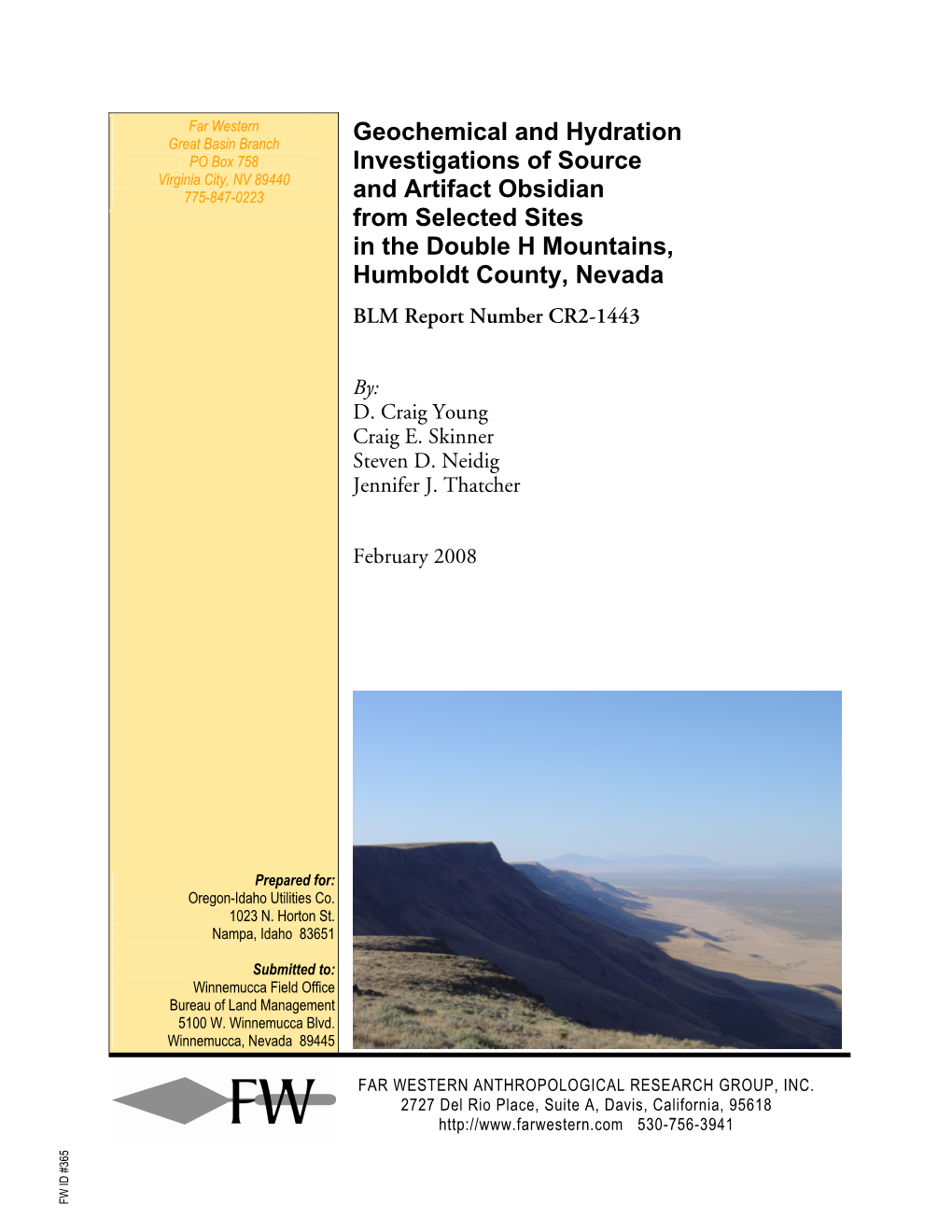 Geochemical and Hydration Investigations of Source and Artifact