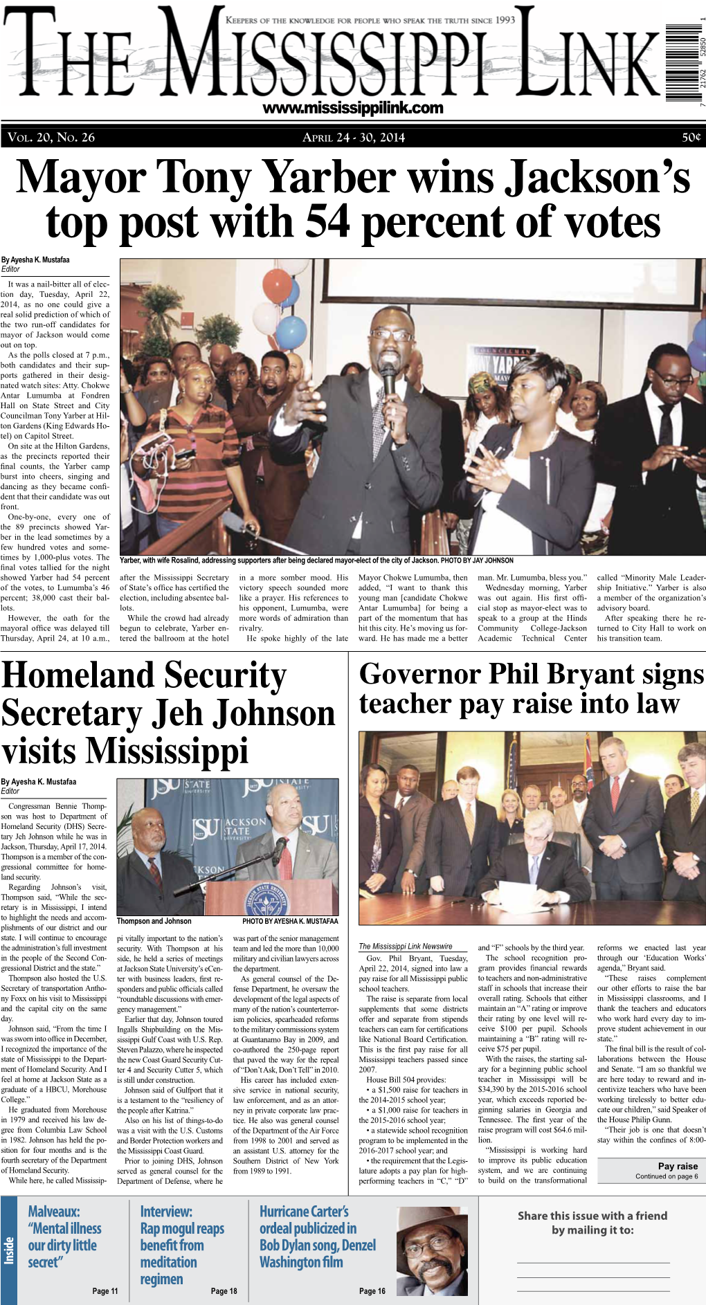 Mayor Tony Yarber Wins Jackson's Top Post with 54 Percent of Votes