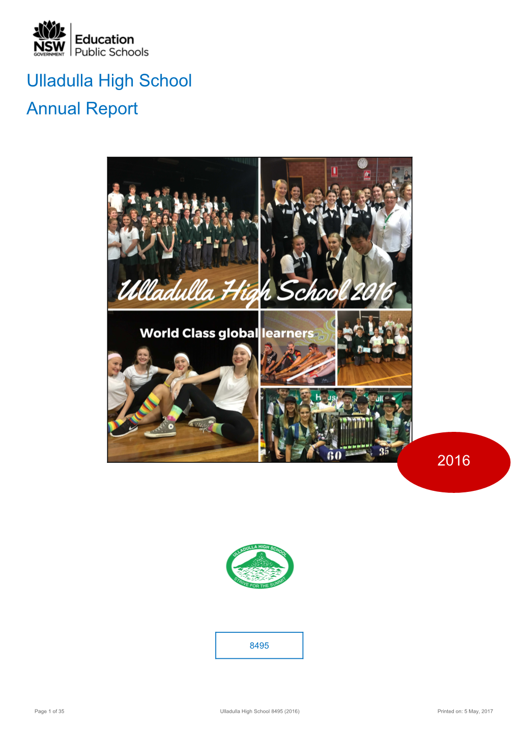 2016 Ulladulla High School Annual Report