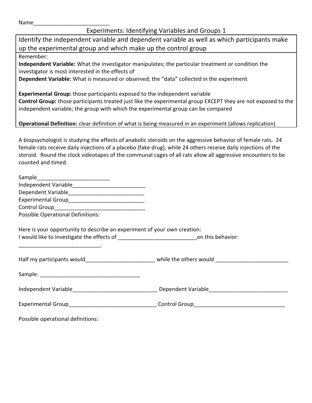 Experimental Design Worksheet s1