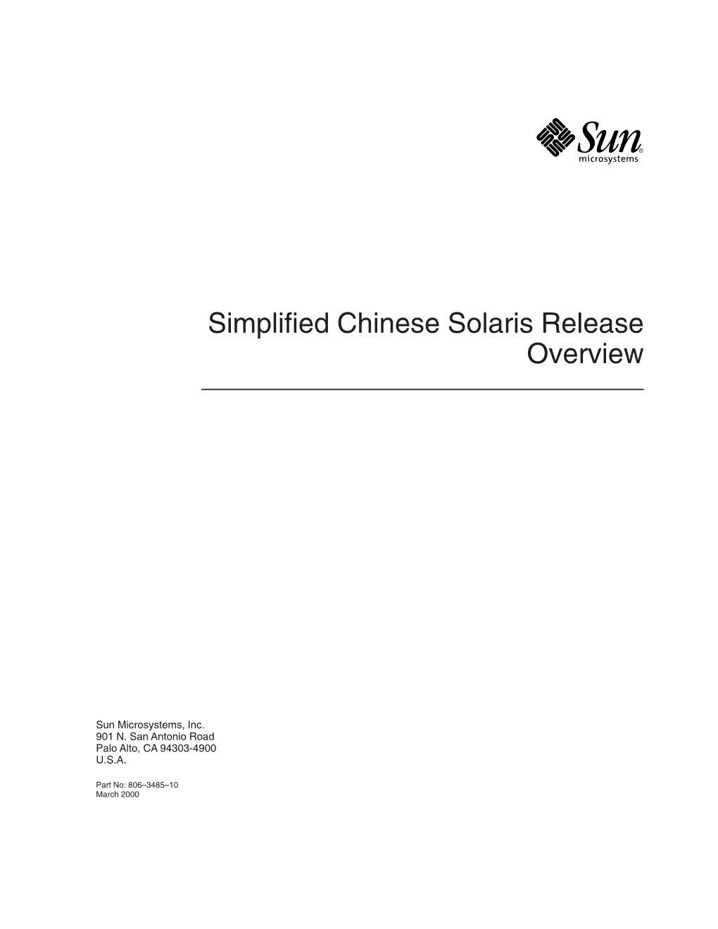 Simplified Chinese Solaris Release Overview