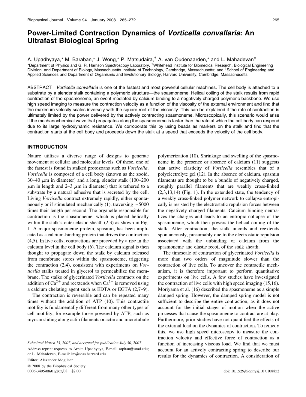 Power-Limited Contraction Dynamics of Vorticella Convallaria:An Ultrafast Biological Spring