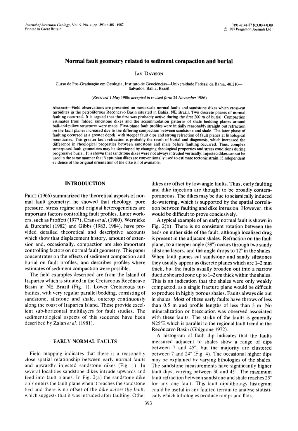 Normal Fault Geometry Related to Sediment Compaction and Burial