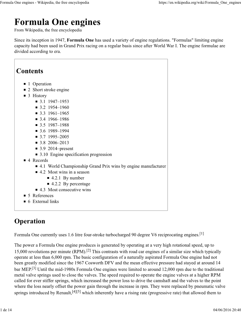 Formula One Engines - Wikipedia, the Free Encyclopedia