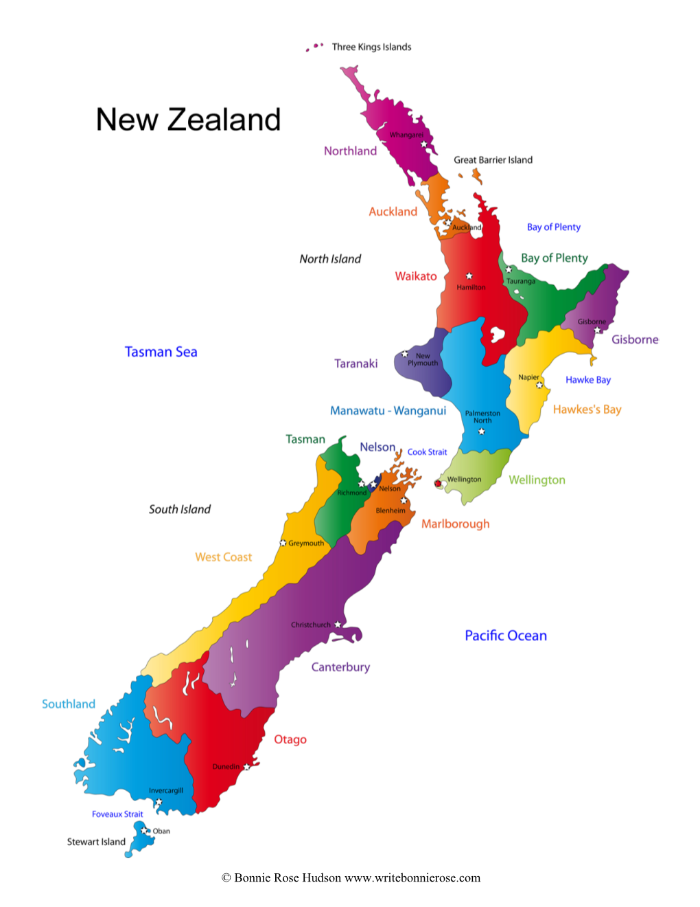 © Bonnie Rose Hudson New Zealand Map Study