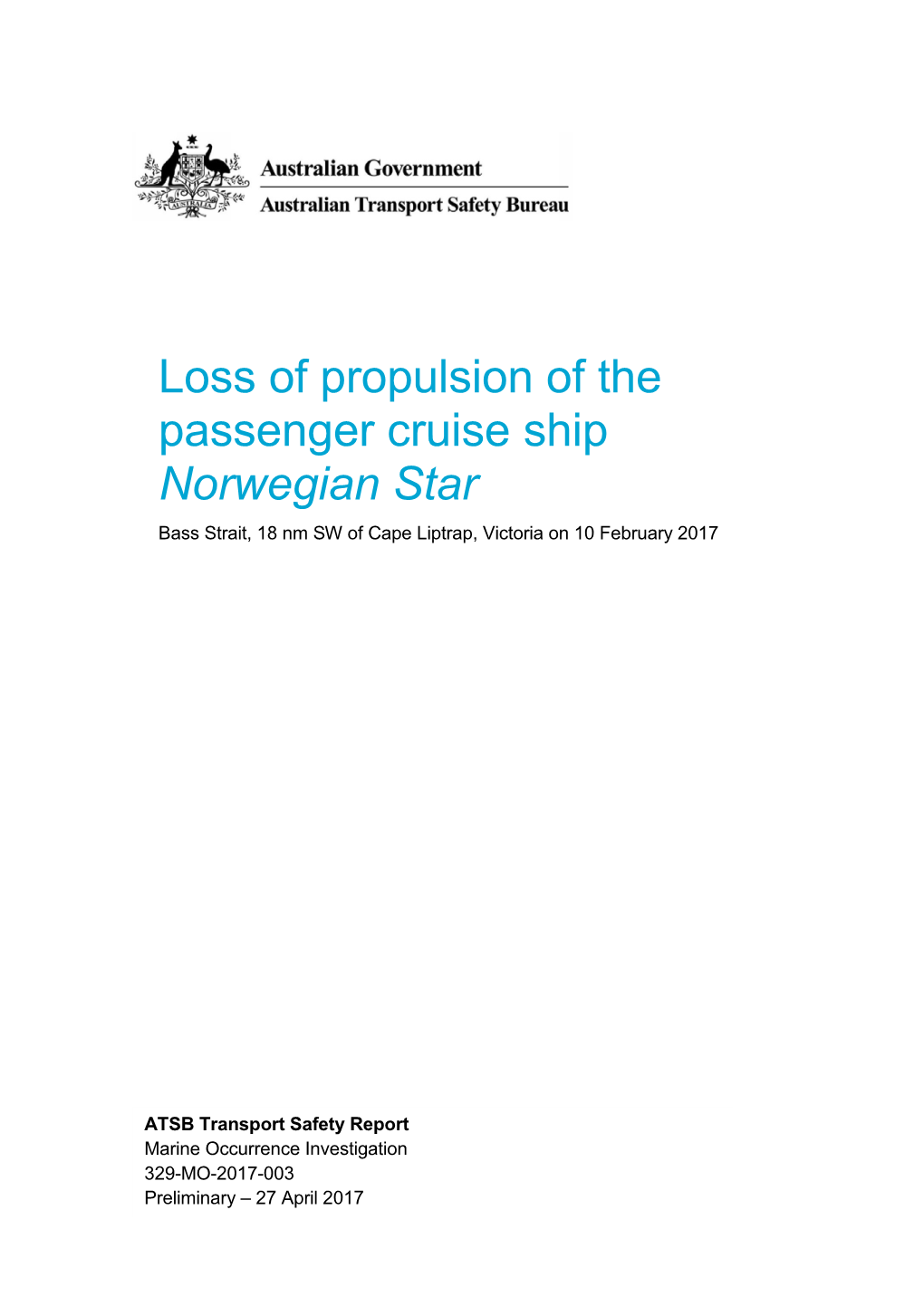 Loss of Propulsion Norwegian Star