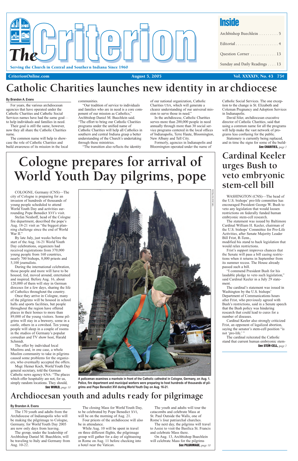 Cologne Prepares for Arrival of World Youth Day Pilgrims, Pope