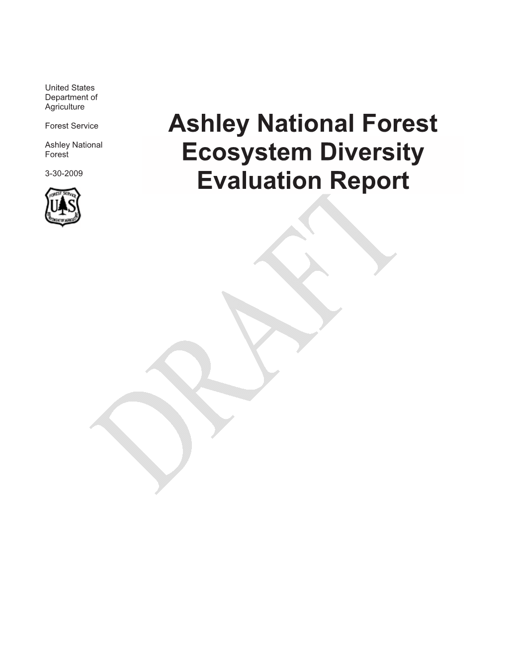 Ashley National Forest Ecosystem Diversity Evaluation Report