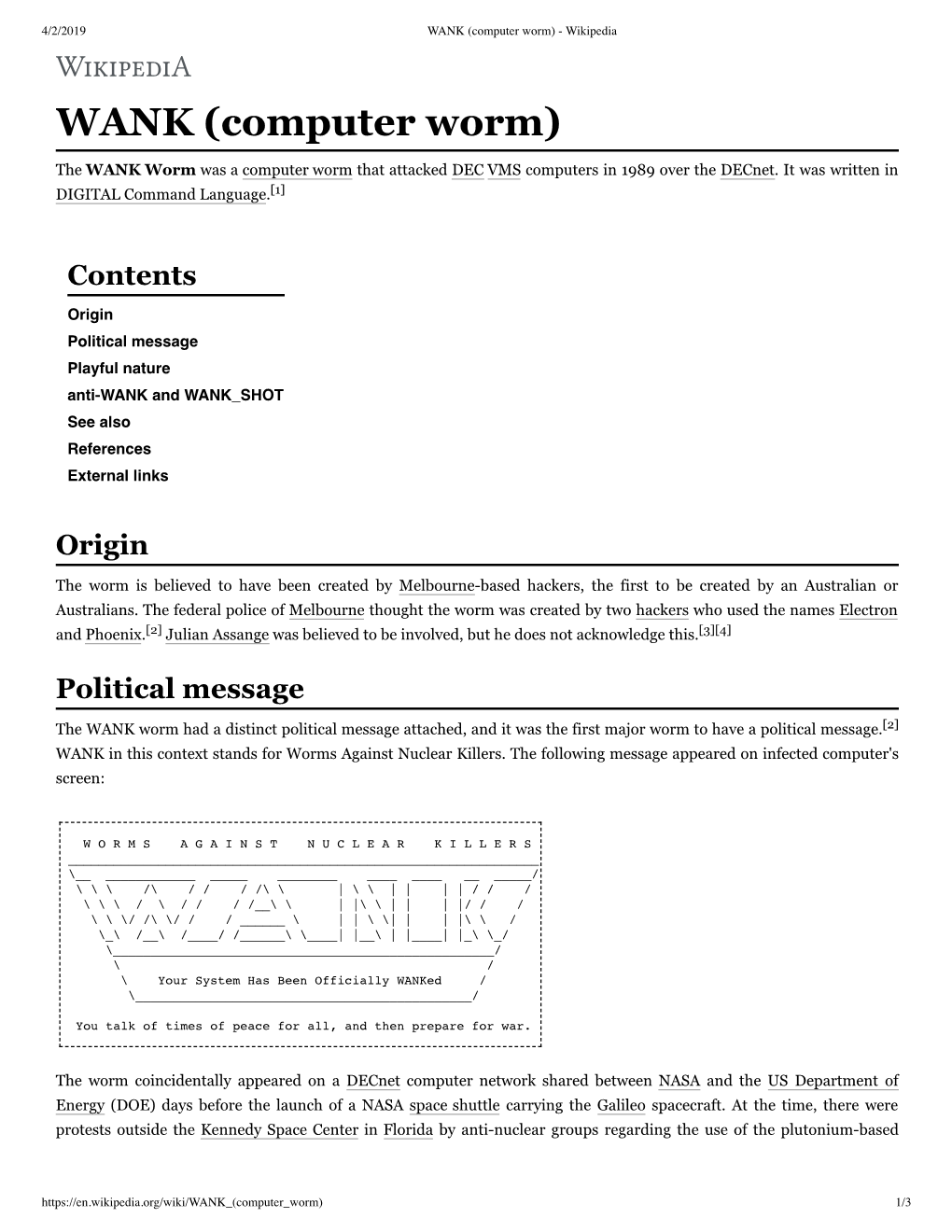 WANK (Computer Worm) - Wikipedia