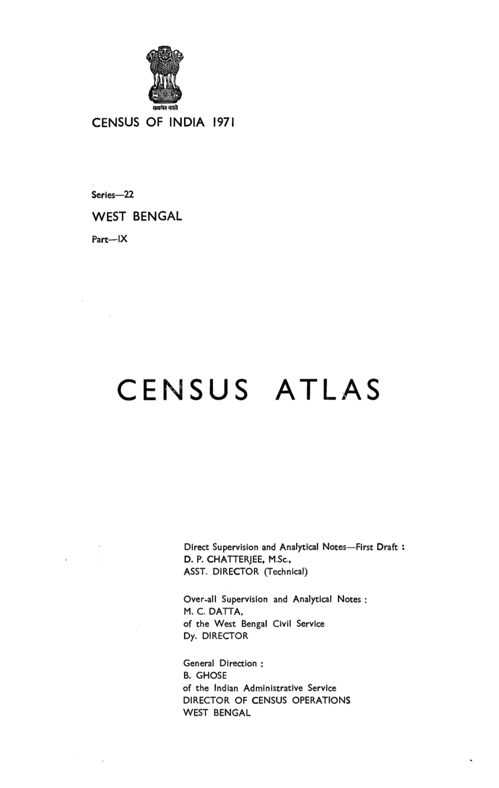 Census Atlas, Part IX, Series-22, West Bengal