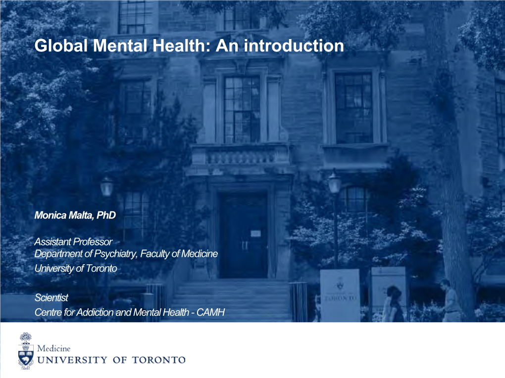 Global Mental Health: an Introduction