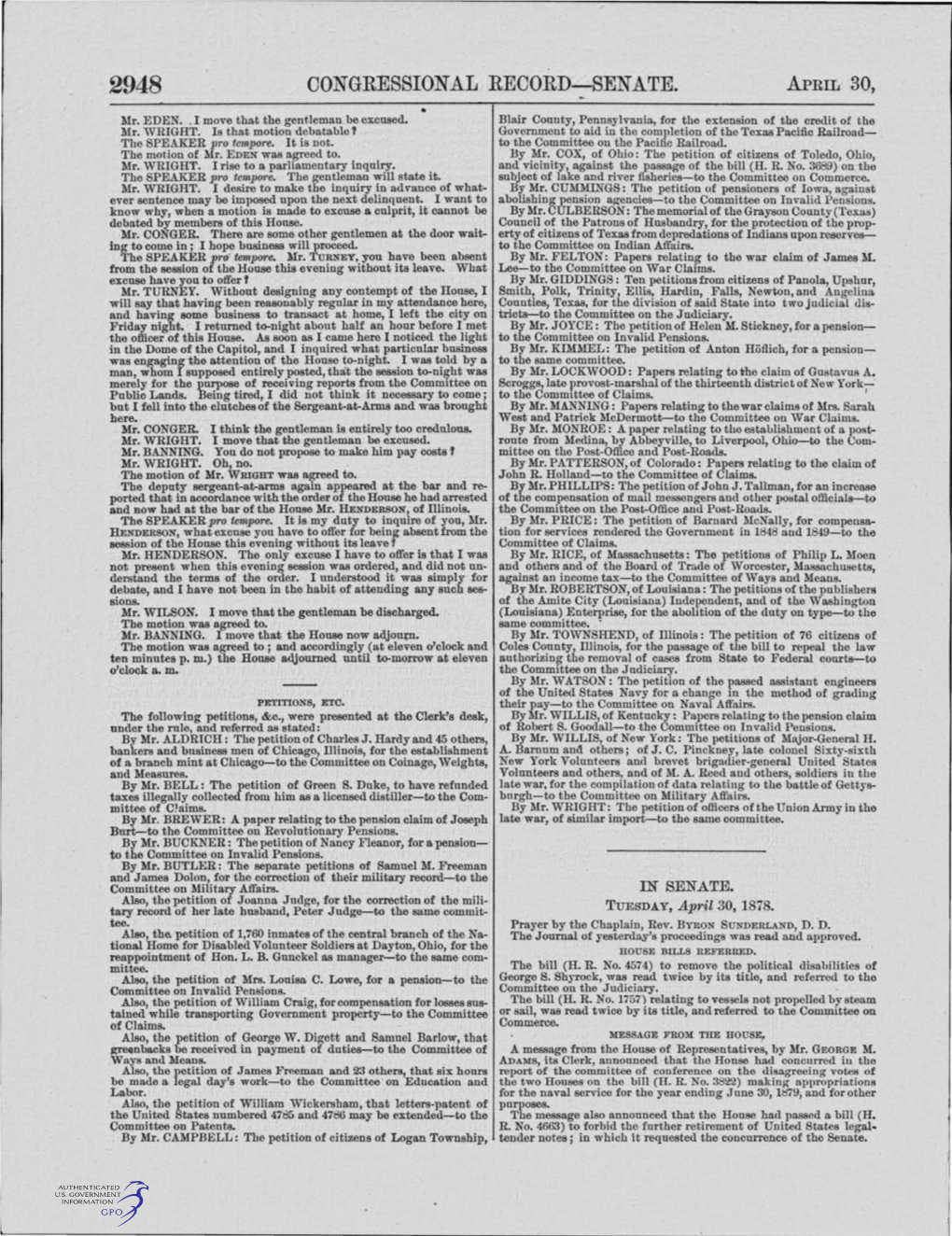 Congressional Record-Senate. April 30